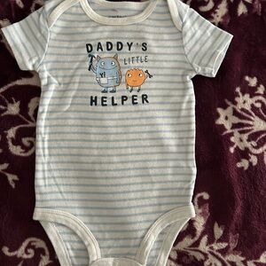 Carter's Blue and White Striped Bodysuit Daddy's Little Helper